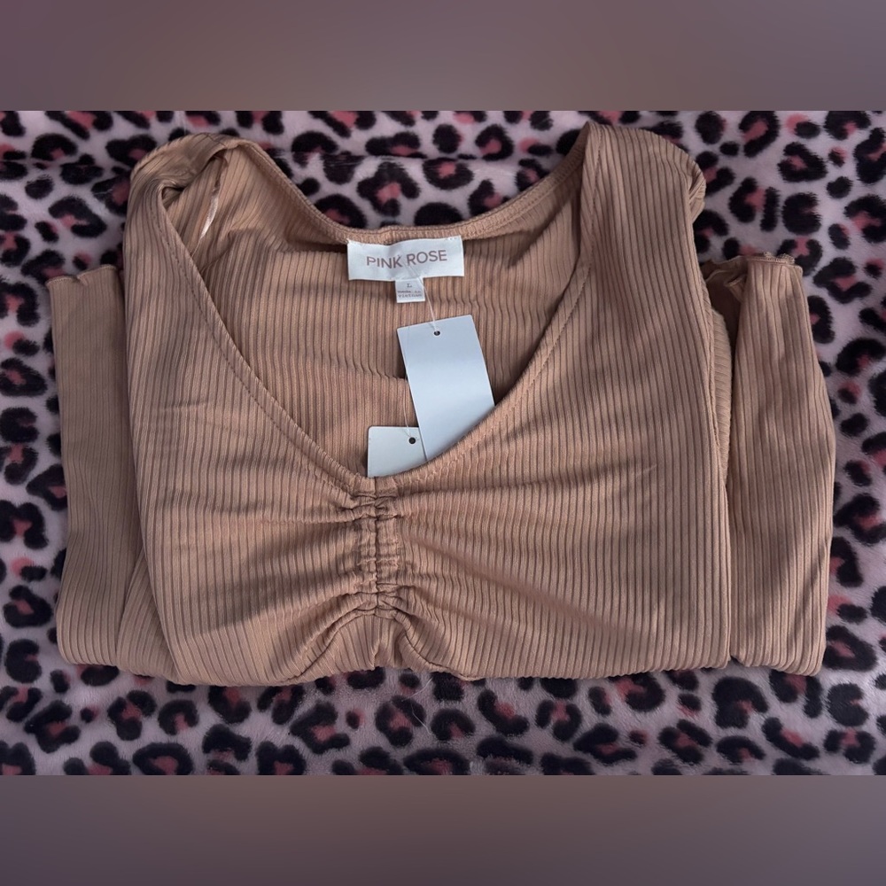 Pink Rose Women's Brown Ribbed Dress